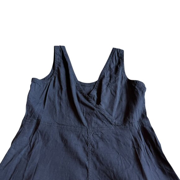 Eileen Fisher Linen Blend Sleeveless Dress Navy Blue A-Line Size XXS Women's - Picture 9 of 11